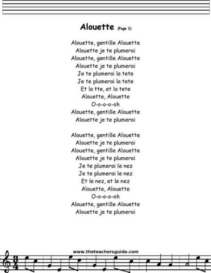 Alouette lyrics