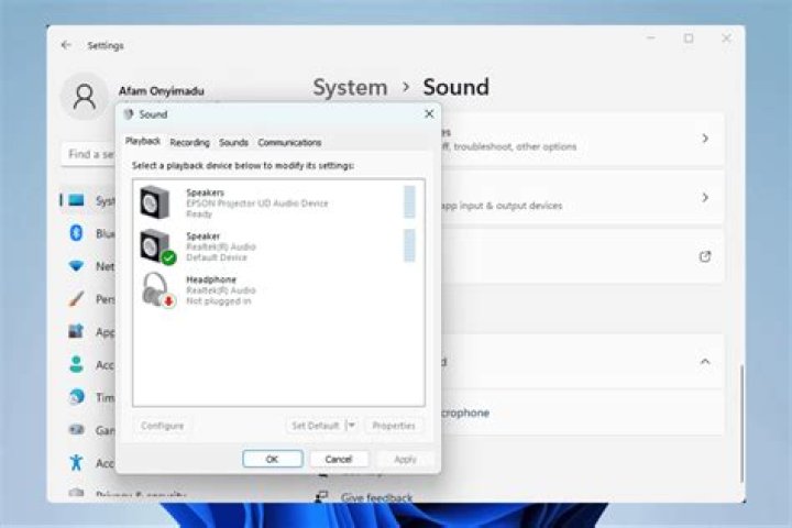 Audio Settings on a Windows Computer