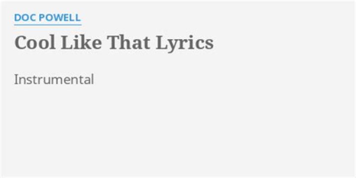 Cool like that lyrics