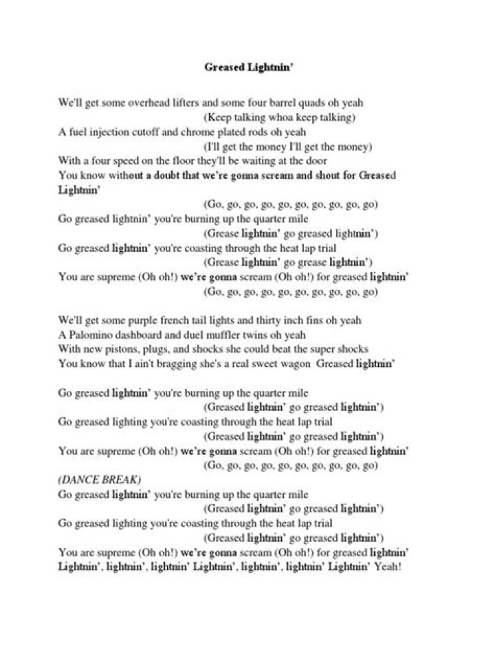 Greased lightning lyrics