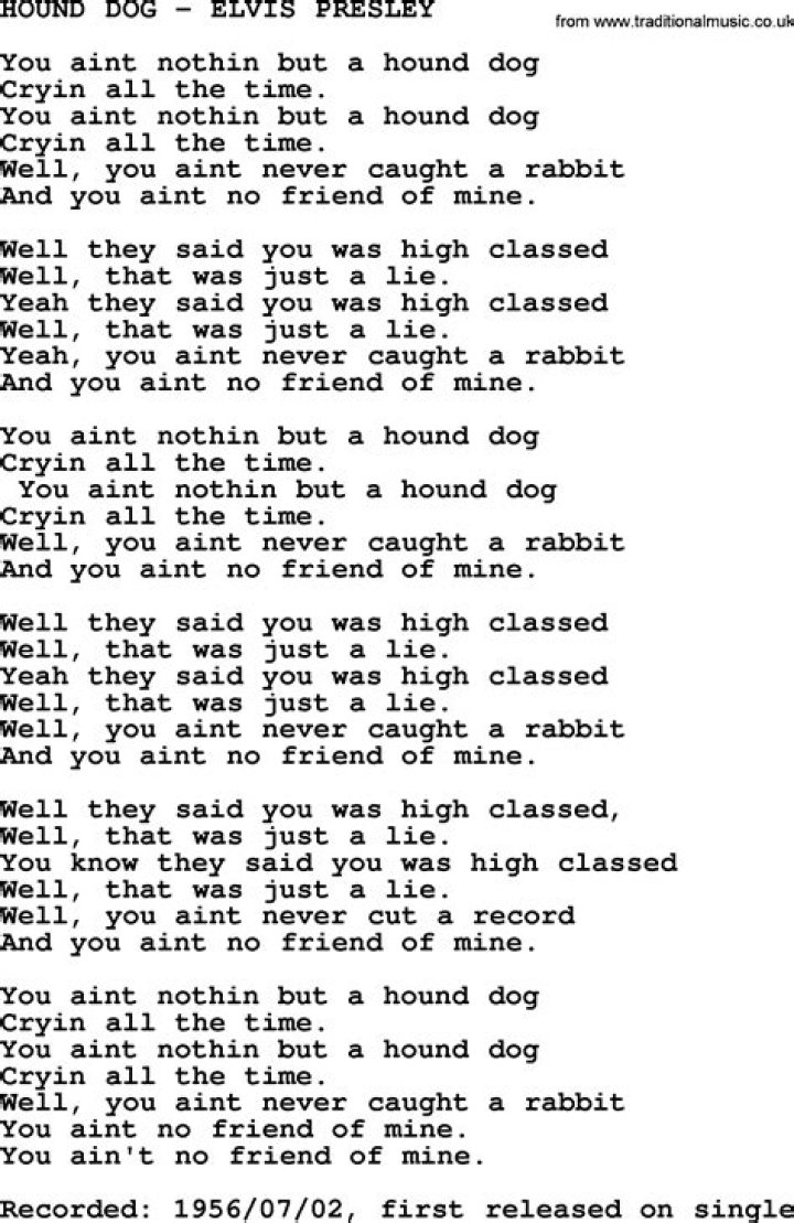 Hounddog lyrics