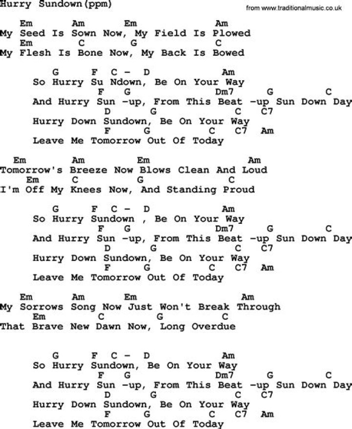 Hurry sundown lyrics
