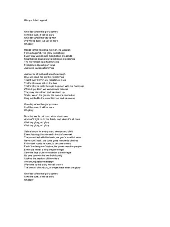 John legend glory lyrics