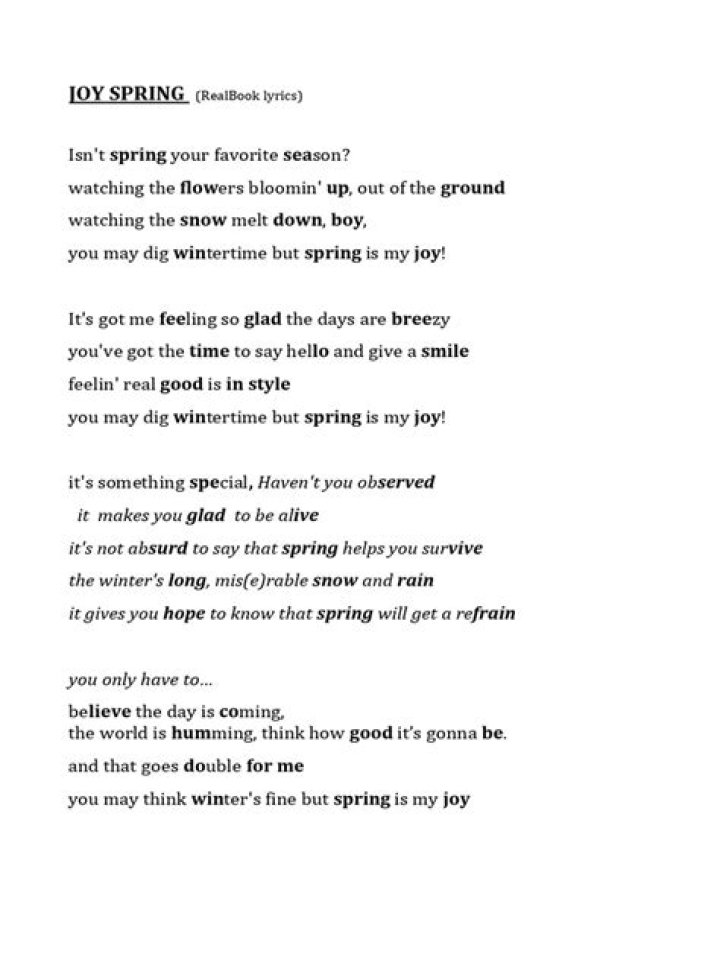 Joy spring lyrics