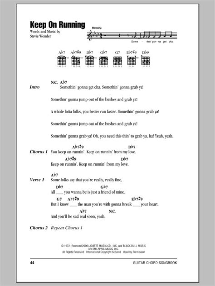 Keep on running lyrics
