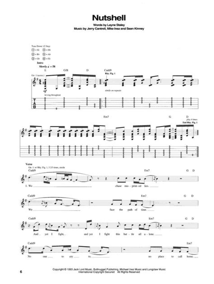 NUTSHELL SOLO TAB by Alice in Chains