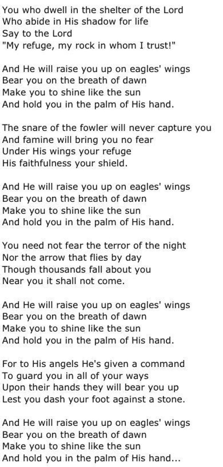 On eagle wings lyrics