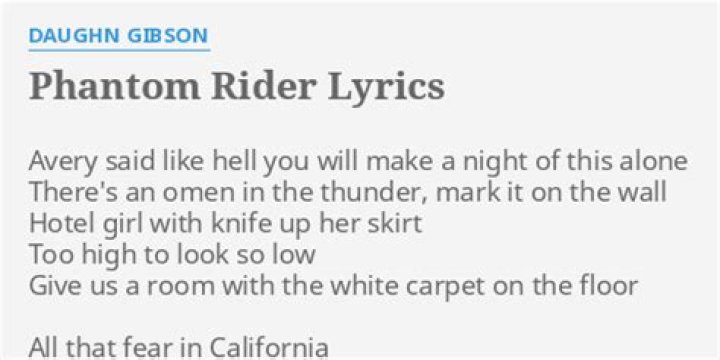Phantom rider lyrics
