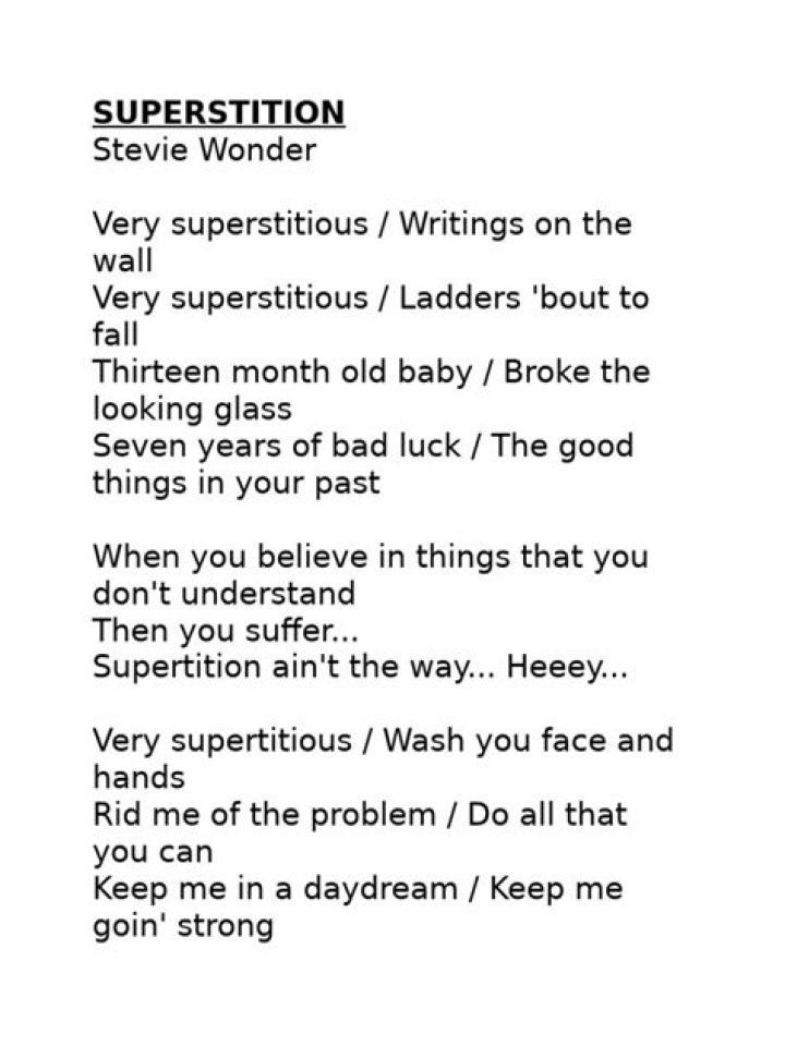 Superstition lyrics