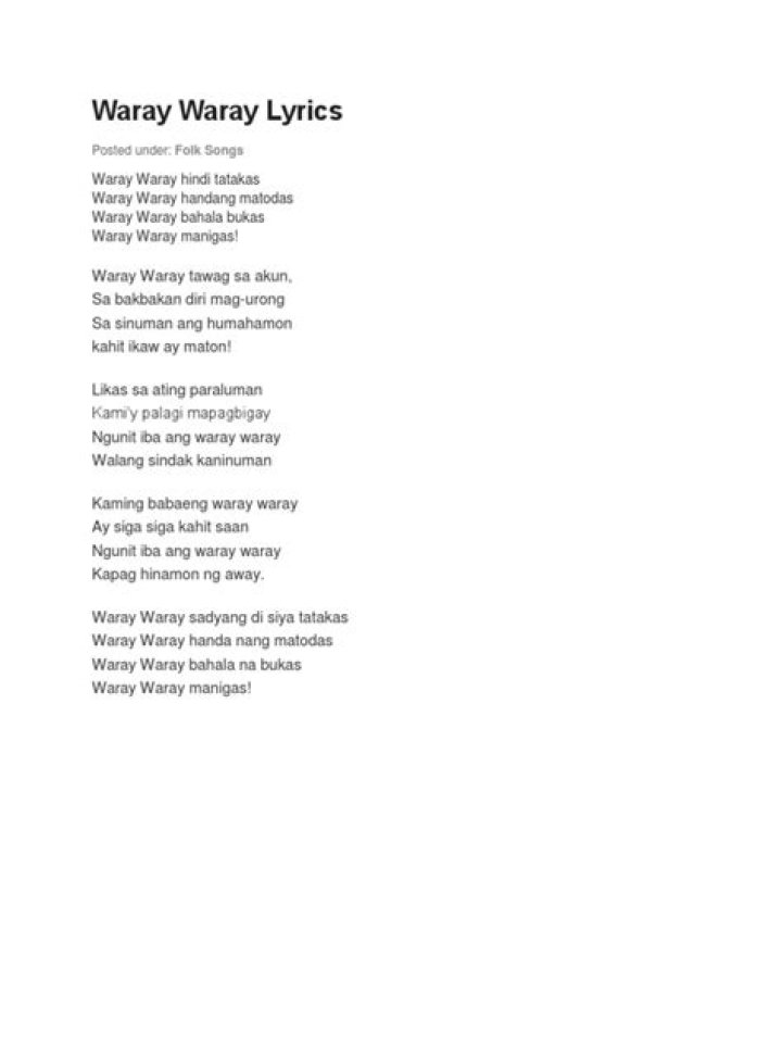Warbbay waray lyrics lyrics