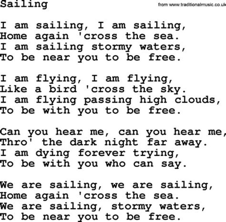 We are sailing lyrics